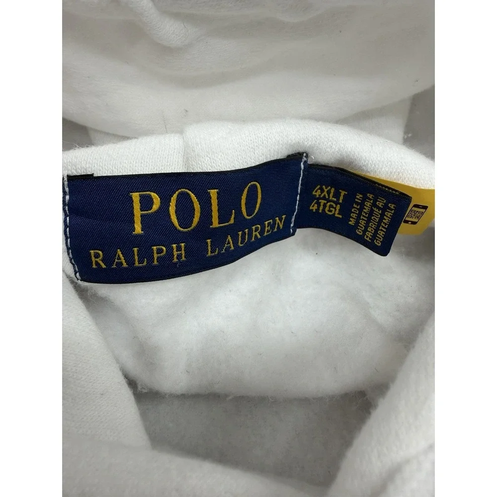 Polo Ralph Lauren Men's 4XLT White Fishing Adventure Bear Hoodie Sweatshirt